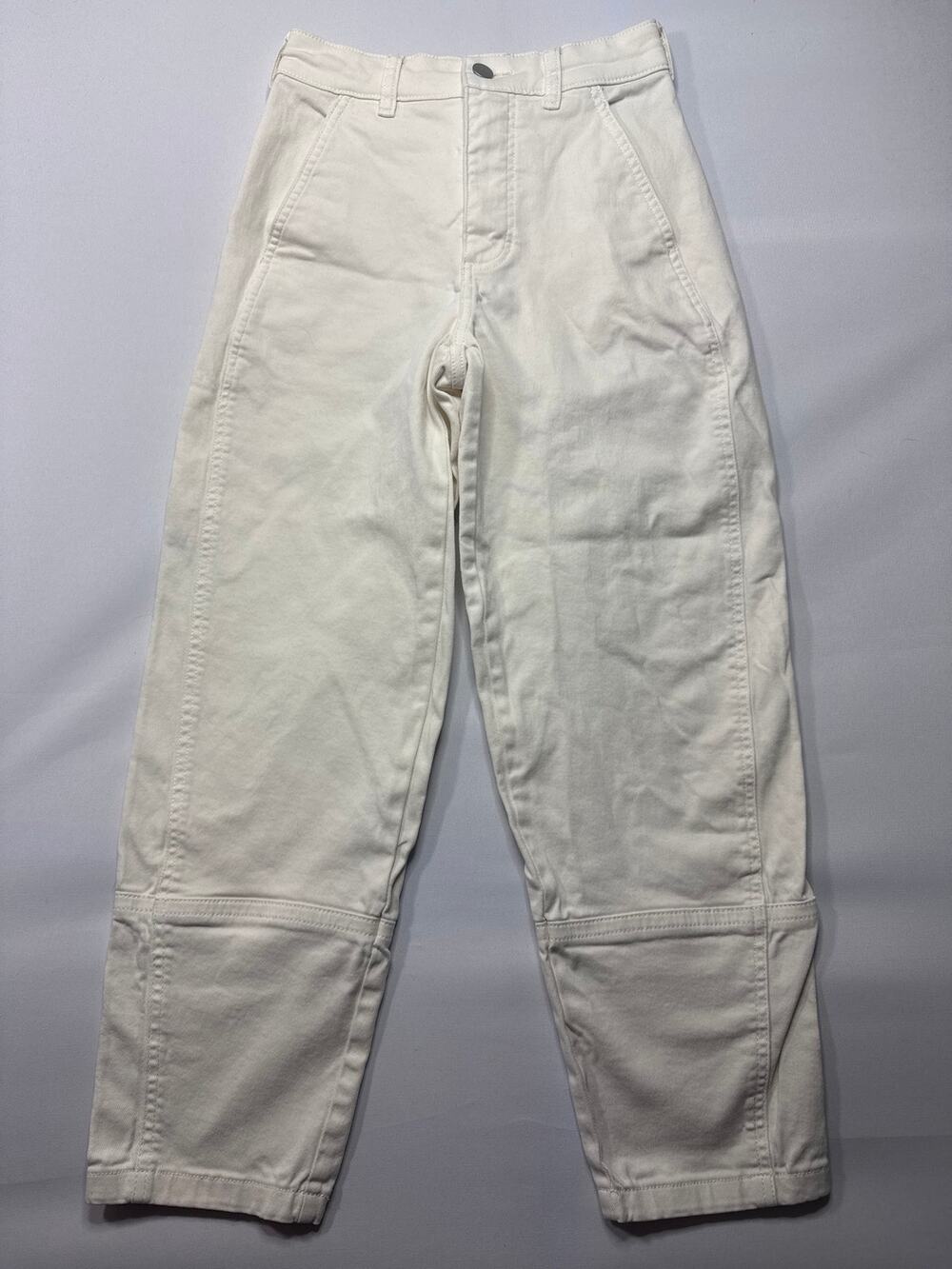 Everlane Women's The Utility Barrel Leg Off-White Jeans - Size 00 (24x25.5)